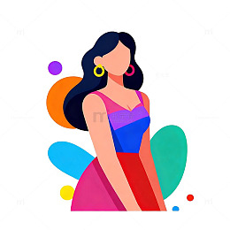 彩色时尚女性插画设计元素