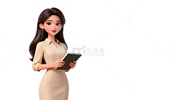 卡通女性阅读电子平板素材