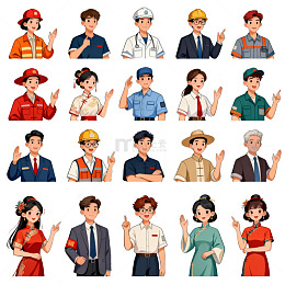 卡通职业人物插画设计素材