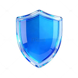 透明蓝色盾牌图案设计元素
