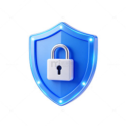 蓝色盾牌安全锁图标