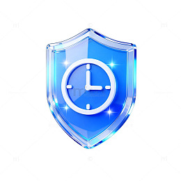 蓝色时钟盾牌图标设计元素