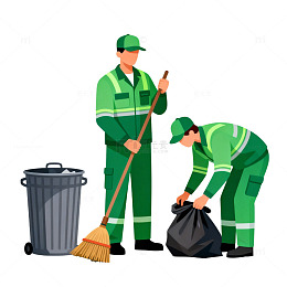 清洁工工作场景矢量插画