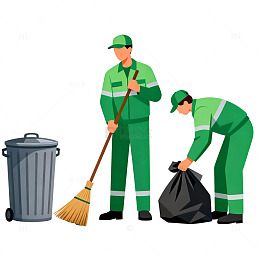 清洁工打扫卫生矢量插画