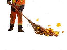 秋叶清扫工作场景