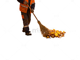 环卫工清扫落叶