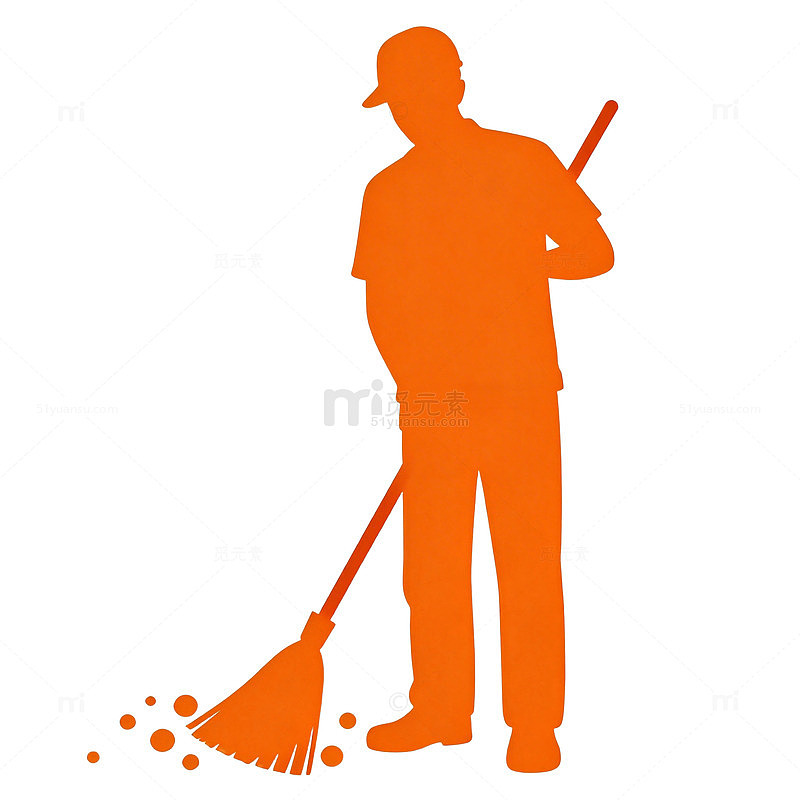 橙色清洁工剪影图标