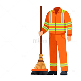 卡通工人清扫工具设计图