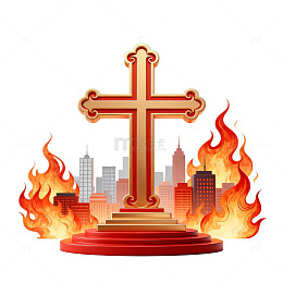 宗教象征火焰城市舞台