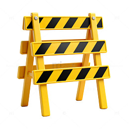 黄黑路障施工警示模型