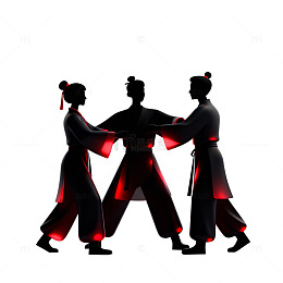 传统舞蹈剪影艺术插画