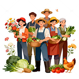 田园风农民插画设计素材