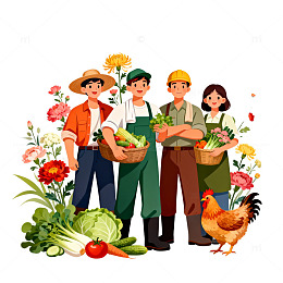 田园风农民插画素材