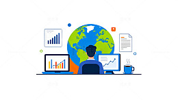 科技办公数据分析插画