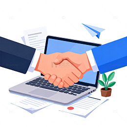 商务电子签约合作插画