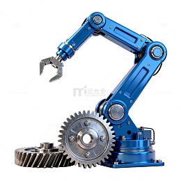 蓝色机械臂工业机器人