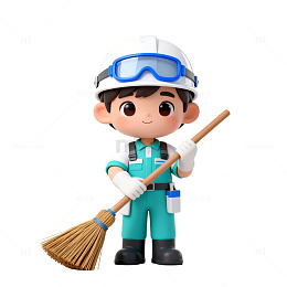 卡通清洁工人物设计素材