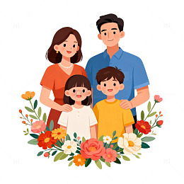 温馨家庭插画海报设计素材