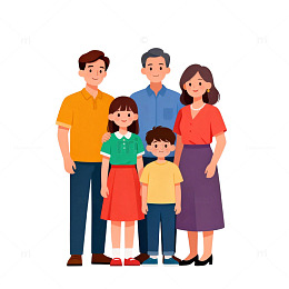 温馨家庭卡通插画