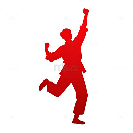 红色剪影跳跃欢庆人物图案