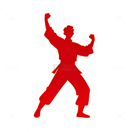 红色剪影武术动作设计素材