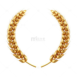金色麦穗花环矢量素材