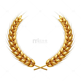 金色麦穗花环矢量图