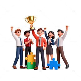 卡通风团队胜利庆祝设计元素