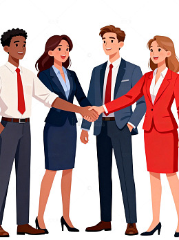 商务人士握手合作卡通插画