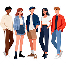 时尚潮流青年插画