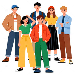 青春时尚年轻人插画素材