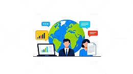 商务全球化沟通插画