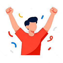 扁平风胜利欢庆插画