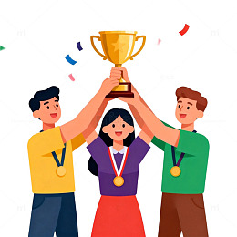 欢庆胜利团队举杯插画