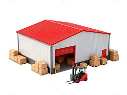 仓库物流模型3D渲染图