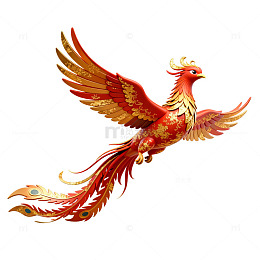 凤凰展翅神话插画