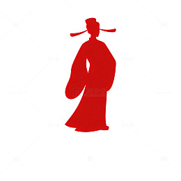 红色剪影古代人物图案