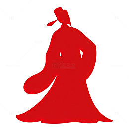 中国风红色剪影人物图案