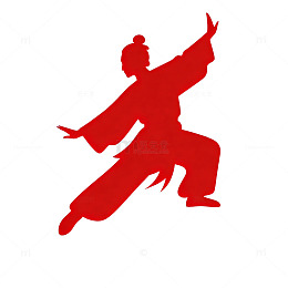 红色武术人物剪影