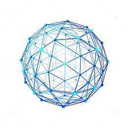 蓝色科技球体模型3D渲染图