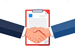 商务合同签约握手矢量图