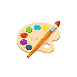 卡通调色板画笔矢量素材