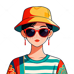 卡通风时尚潮流人物插画