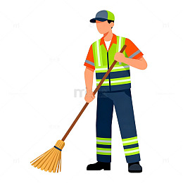 卡通清洁工人物插画素材