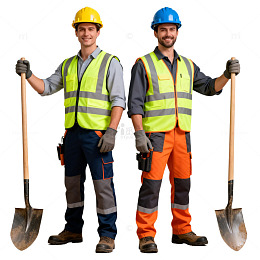 建筑工人施工场景实拍透明背景素材