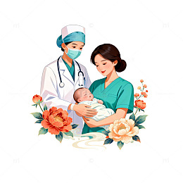 医护关爱婴儿插画