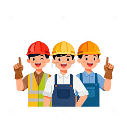 卡通建筑工人团队形象设计