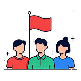 简约风三人国旗图标设计元素