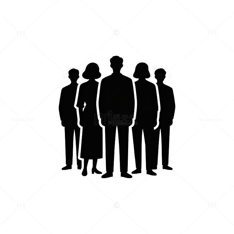 剪影风格团队人物设计素材