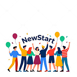 欢庆新开始卡通人物插画